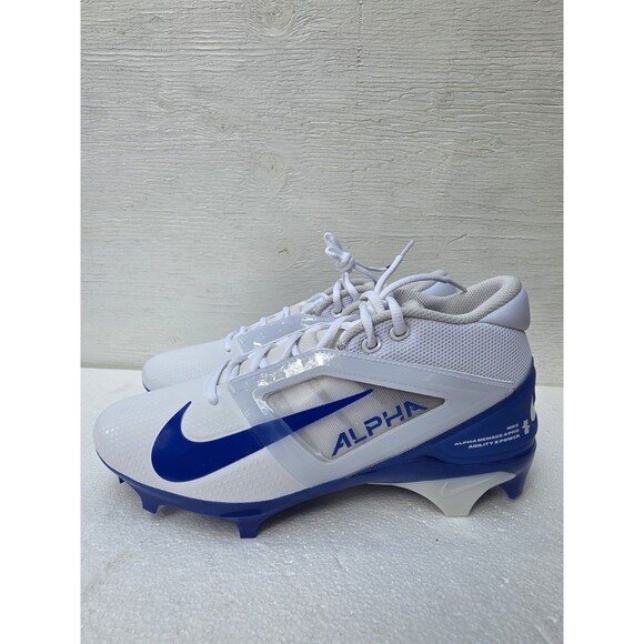 Men's Size 9 Nike Alpha Menace 4 Pro White Royal Blue Football Cleats FD7037-103 - Picture 2 of 7